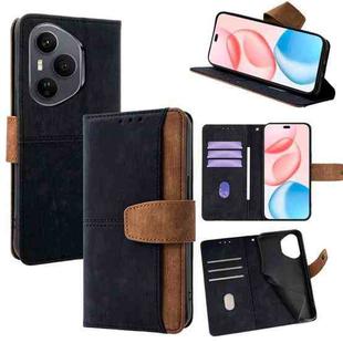For Honor 400 Pro Global 160.8mm Color Stitching Skin Feel Leather RFID Blocking Phone Case(Black)