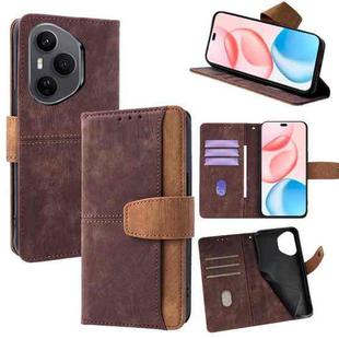 For Honor 400 Pro Global 160.8mm Color Stitching Skin Feel Leather RFID Blocking Phone Case(Brown)