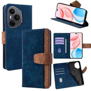 For Honor 400 Pro Global 160.8mm Color Stitching Skin Feel Leather RFID Blocking Phone Case(Blue)