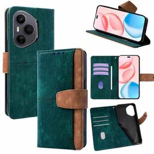For Honor 400 Pro Global 160.8mm Color Stitching Skin Feel Leather RFID Blocking Phone Case(Green)