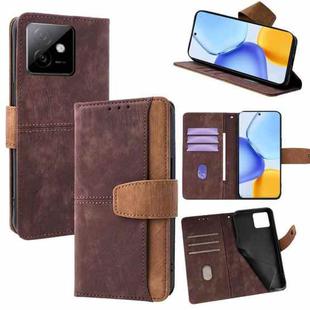 For Honor X60 GT 5G Color Stitching Skin Feel Leather RFID Blocking Phone Case(Brown)