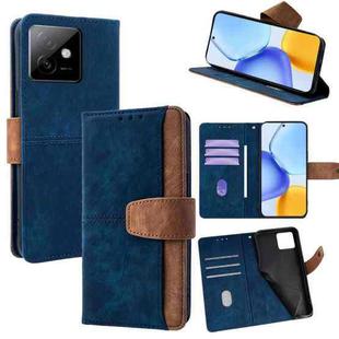 For Honor X60 GT 5G Color Stitching Skin Feel Leather RFID Blocking Phone Case(Blue)