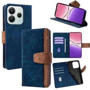 For Redmi Note 14 4G 164.84mm EU Color Stitching Skin Feel Leather RFID Blocking Phone Case(Blue)
