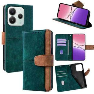 For Redmi Note 14 4G 164.84mm EU Color Stitching Skin Feel Leather RFID Blocking Phone Case(Green)
