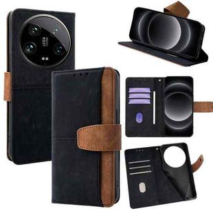 For Xiaomi 14 Ultra Color Stitching Skin Feel Leather RFID Blocking Phone Case(Black)