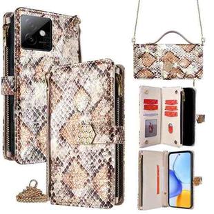 For Honor X60 GT 5G Crossbody Handle Snake Texture Leather Phone Case(White)