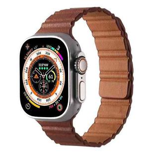 For Apple Watch 46mm / 49mm / 45mm / 44mm Magnetic PU Leather Watch Band(Brown)