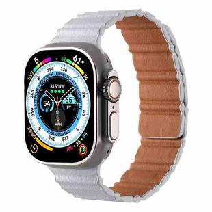 For Apple Watch 46mm / 49mm / 45mm / 44mm Magnetic PU Leather Watch Band(Pink White)