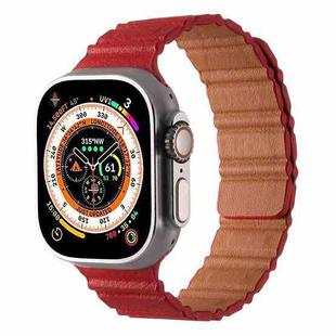 For Apple Watch 42mm / 41mm / 40mm / 38mm Magnetic PU Leather Watch Band(Red)