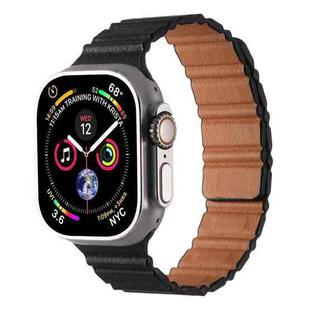 For Apple Watch 42mm / 41mm / 40mm / 38mm Magnetic PU Leather Watch Band(Black)
