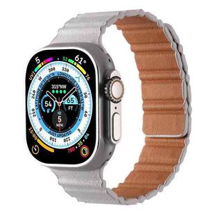 For Apple Watch 42mm / 41mm / 40mm / 38mm Magnetic PU Leather Watch Band(White)