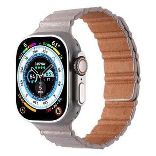 For Apple Watch 42mm / 41mm / 40mm / 38mm Magnetic PU Leather Watch Band(Starlight)