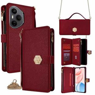 For Honor 400 Pro Global 160.8mm Crossbody Handle Cross Texture Leather Phone Case(Red)