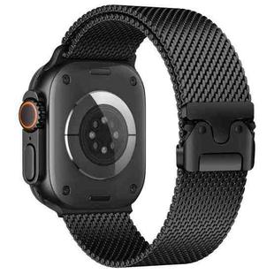 For Apple Watch 46mm / 49mm / 45mm / 44mm xDfind Umbrella Buckle Think Milanese Stainless Steel Watch Band(Black)