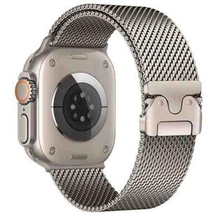 For Apple Watch 46mm / 49mm / 45mm / 44mm xDfind Umbrella Buckle Think Milanese Stainless Steel Watch Band(Titanium Color)