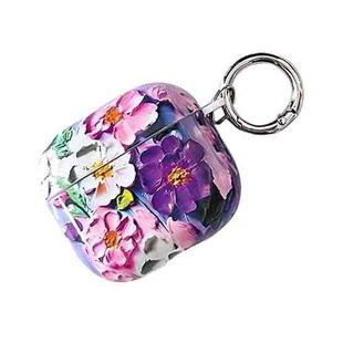 For AirPods 4 Oil Painting TPU Water Sticker Earphone Case(Purple)