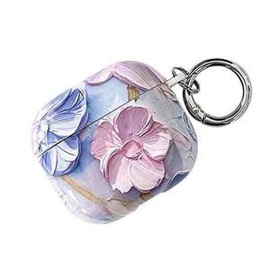 For AirPods 4 Oil Painting TPU Water Sticker Earphone Case(Light Blue)