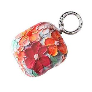 For AirPods 4 Oil Painting TPU Water Sticker Earphone Case(Red)