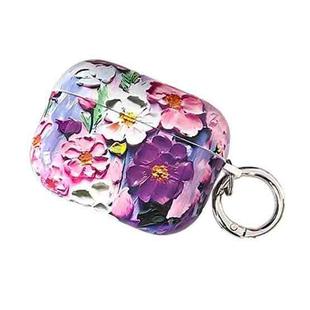 For AirPods Pro 2 / Pro Oil Painting TPU Water Sticker Earphone Case(Purple)