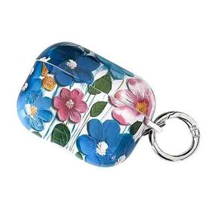 For AirPods Pro 2 / Pro Oil Painting TPU Water Sticker Earphone Case(Dark Blue)