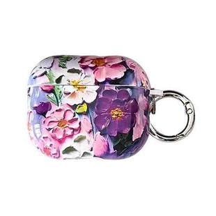 For AirPods 3 Oil Painting TPU Water Sticker Earphone Case(Purple)