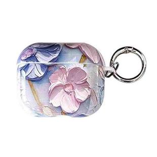 For AirPods 3 Oil Painting TPU Water Sticker Earphone Case(Light Blue)