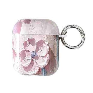 For AirPods 1 / 2 Oil Painting TPU Water Sticker Earphone Case(Pink)