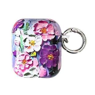 For AirPods 1 / 2 Oil Painting TPU Water Sticker Earphone Case(Purple)
