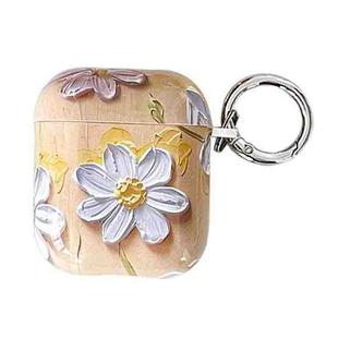 For AirPods 1 / 2 Oil Painting TPU Water Sticker Earphone Case(Yellow)