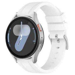 20mm Flat Head Solid Color Steel Buckle Silicone Watch Band(White)