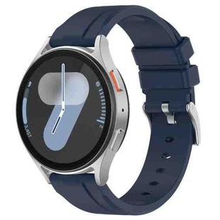 20mm Flat Head Solid Color Steel Buckle Silicone Watch Band(Navy Blue)