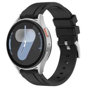 20mm Flat Head Solid Color Steel Buckle Silicone Watch Band(Black)