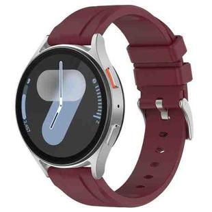 20mm Flat Head Solid Color Steel Buckle Silicone Watch Band(Wine Red)