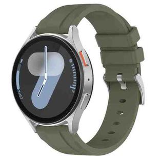 20mm Flat Head Solid Color Steel Buckle Silicone Watch Band(Army Green)