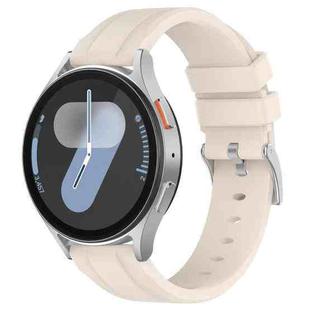 20mm Flat Head Solid Color Steel Buckle Silicone Watch Band(Starlight)