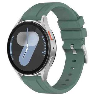 22mm Flat Head Solid Color Steel Buckle Silicone Watch Band(Olive Green)