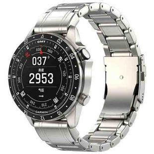For Gamin 22mm Safety Buckle Pure Titanium Metal Watch Band(Titanium Color)