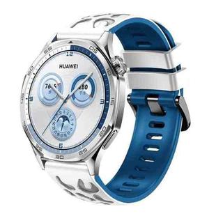 22mm Two Color Printed Silicone Watch Band(White Blue)