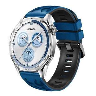 22mm Two Color Printed Silicone Watch Band(Black Blue)