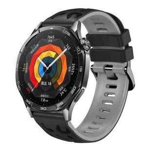22mm Two Color Printed Silicone Watch Band(Black Grey)