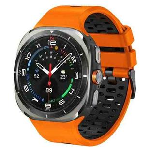 For Samsung Galaxy Watch Ultra 47mm Two Color Silicone Breathable Watch Band(Orange Black)