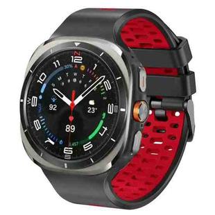 For Samsung Galaxy Watch Ultra 47mm Two Color Silicone Breathable Watch Band(Black Red)