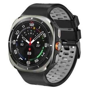 For Samsung Galaxy Watch Ultra 47mm Two Color Silicone Breathable Watch Band(Black Grey)