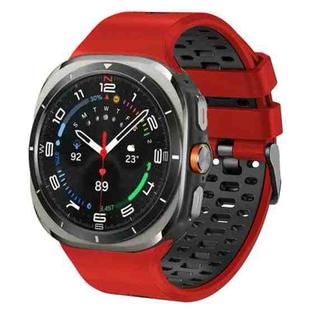 For Samsung Galaxy Watch Ultra 47mm Two Color Silicone Breathable Watch Band(Red Black)