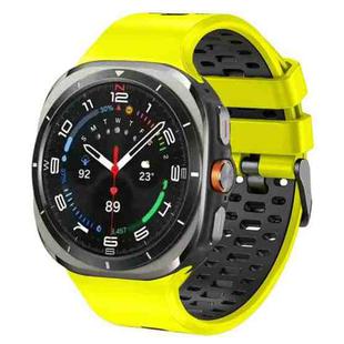 For Samsung Galaxy Watch Ultra 47mm Two Color Silicone Breathable Watch Band(Lime Black)