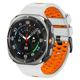 For Samsung Galaxy Watch Ultra 47mm Two Color Silicone Breathable Watch Band(Fog Gray Orange)