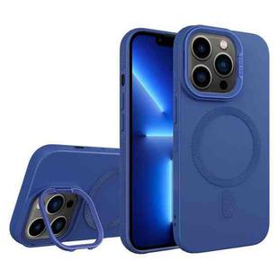 For iPhone 13 Pro Diamond Texture Lens Holder Skin Feel MagSafe Phone Case(Royal Blue)