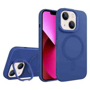 For iPhone 13 Diamond Texture Lens Holder Skin Feel MagSafe Phone Case(Royal Blue)