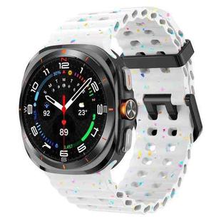 For Samsung Galaxy Watch Ultra 47mm Dual Buckle Colorful Dots Silicone Watch Band(White)
