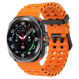 For Samsung Galaxy Watch Ultra 47mm Dual Buckle Colorful Dots Silicone Watch Band(Orange)